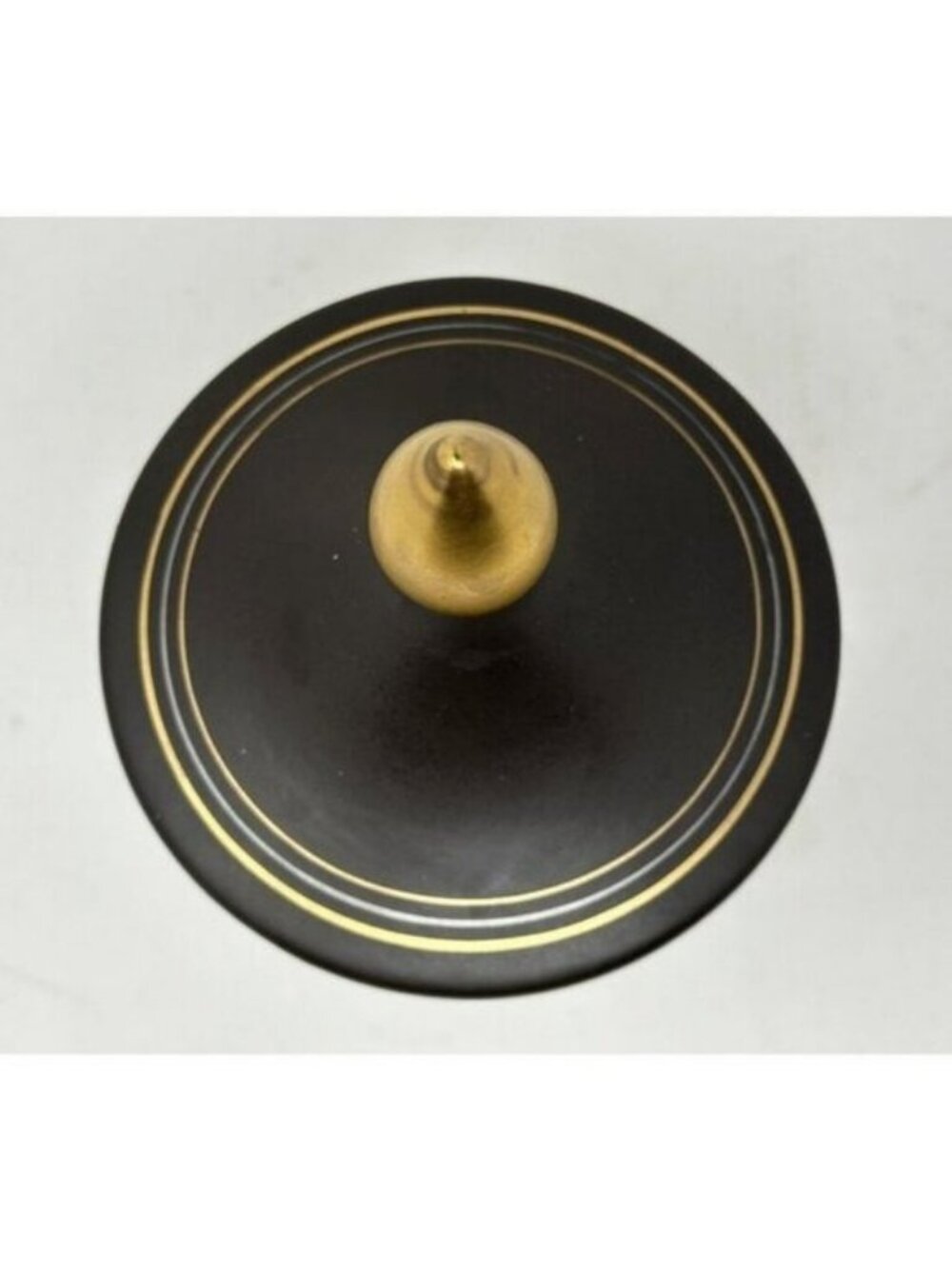 Vtg VEE JACKSON CALIFORNIA 10" URN w/ FINIAL LID Black/Brown Gold Silver Lines - Picture 6 of 13